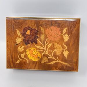 Vintage Italian Wood Inlaid Music Jewelry Box Reuge Swiss Movement Pasquale